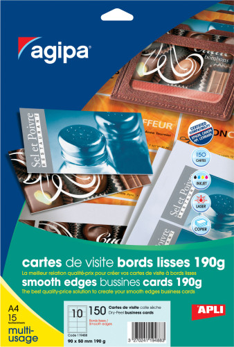 Papīrs vizitkartem AGIPA 180g/m2, 90*50mm, 15lp.
