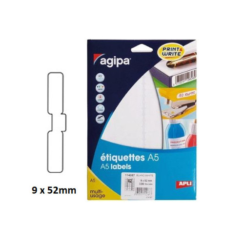 Etiķetes AGIPA  A5 9*52mm pašlīmējamas, 8lp