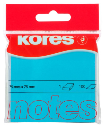 Līmlapiņas KORES 75*75mm 100lp PP iepakojumā, neona zilas