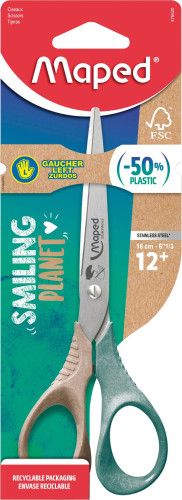 Šķēres MAPED Shape "Smiling Planet" 16cm kreiļu