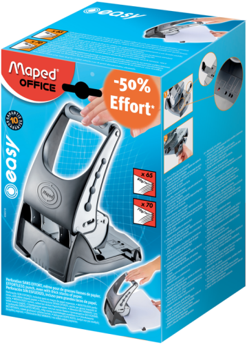 Caurumotājs MAPED Universal Metal Easy 2/65lp., melns/pelēks