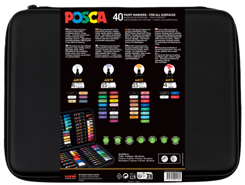 Marķieri ūdens bāzes UNI Posca penālī 40 krāsas