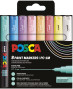 Marķieris ūdens bāzes UNI Posca PC-1M 8 krāsas kartona kastītē, Soft colours