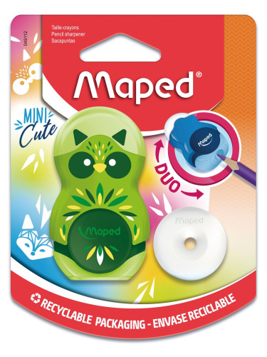 Zīmuļu asināmais 2d + dzēšgumija MAPED Mini Cute Loopy A