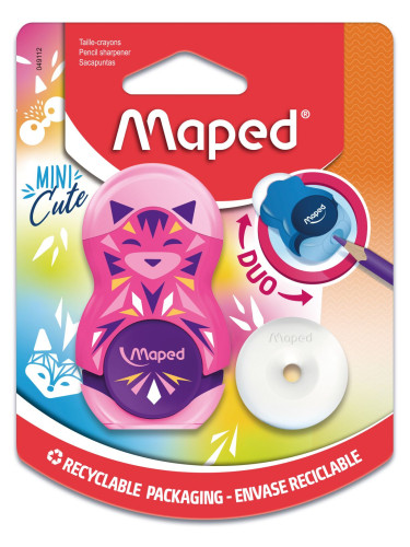 Zīmuļu asināmais 2d + dzēšgumija MAPED Mini Cute Loopy A