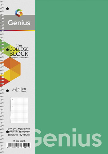 Koledžbloks A4 80lp # plastikāta vāks, ''Genius'' 06803