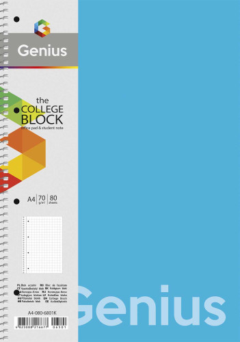 Koledžbloks A4 80lp # plastikāta vāks, ''Genius'' 06803