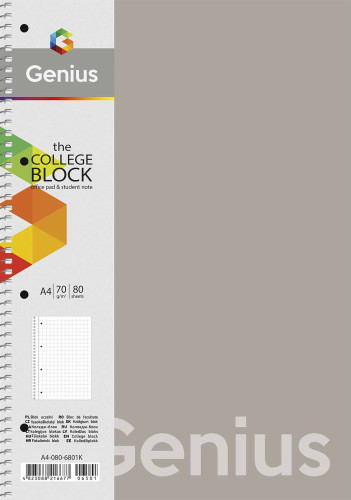 Koledžbloks A4 80lp # plastikāta vāks, ''Genius'' 06803