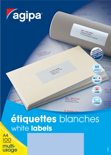 Uzlīmes AGIPA  A4 97*42.4mm baltas 100lp