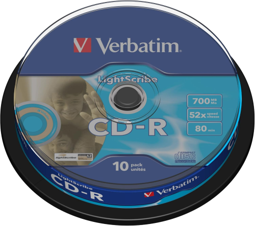 Diski CD-R Verbatim 700mb 1-52x Lightscribe 10gab.