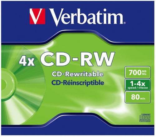 Disks CD-RW Verbatim 700mb 2x-4x  80min 43122