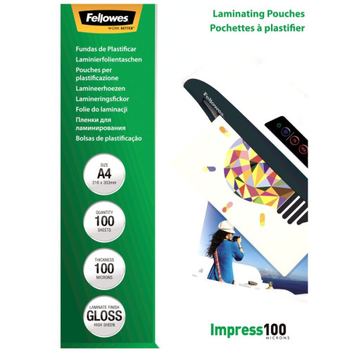 Laminēšanas kabata FELLOWES 100mkr A4
