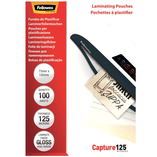 Laminēšanas kabata FELLOWES 125mkr 75mm*105mm