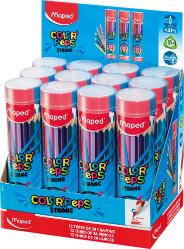 Zīmuļkrāsas MAPED "Color`Peps Strong" 24 krāsas metālā tūbā