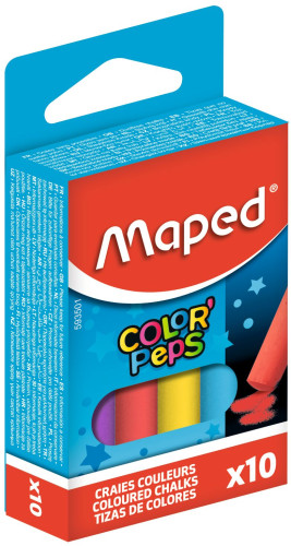 Krīts tāfelei MAPED 10 gab. 9mm*8cm krāsains
