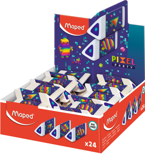 Dzēšgumijas MAPED Pyramid "Pixel Party" displejā