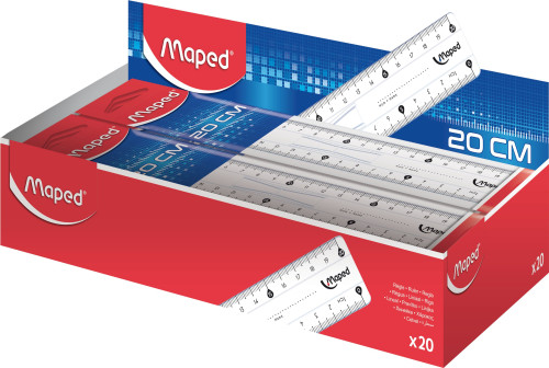 Lineāls ar turētāju MAPED Classic 20cm, caurspīdīgs
