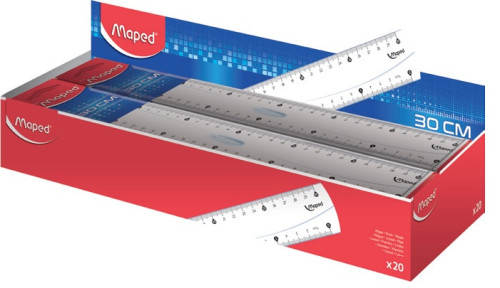 Lineāls ar turētāju MAPED Classic 30cm, caurspīdīgs