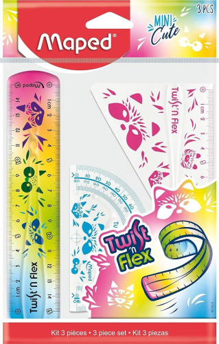 Lineālu komplekts MAPED Twist'nFlex "Mini Cute" 3 priekšmeti