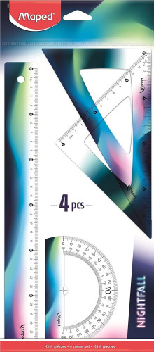 Lineālu komplekts MAPED "Nightfall" Maxi 4 priekšmeti