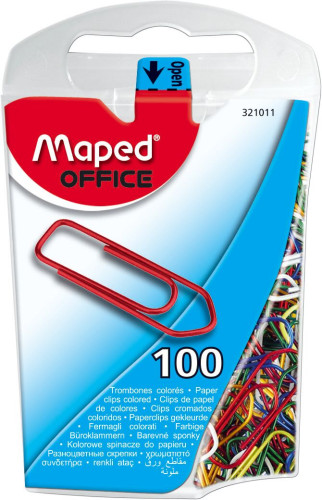 Saspraudes MAPED 25mm 100gab. krāsainas, plastikāta kastītē