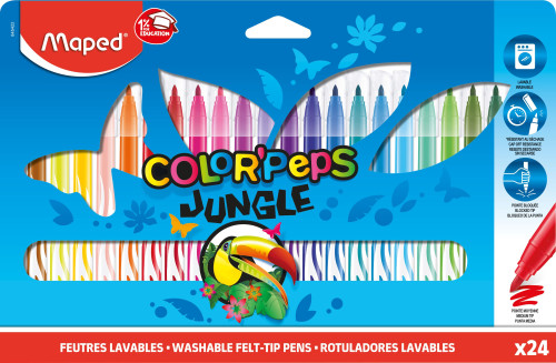 Flomāsteri MAPED Jungle 2.8mm 24 krāsas, kartona blisterī