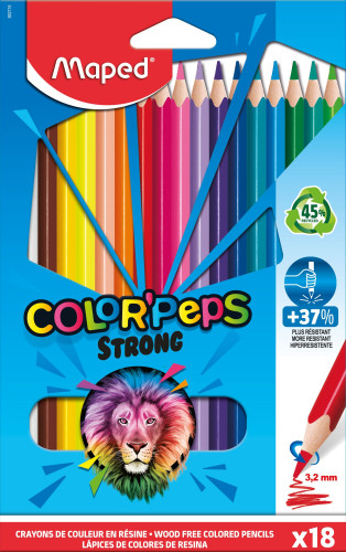 Zīmuļkrāsas MAPED "Color`Peps Strong" 18 krāsas