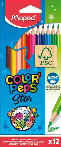 Zīmuļkrāsas MAPED "Color`Peps" 12 krāsas FSC