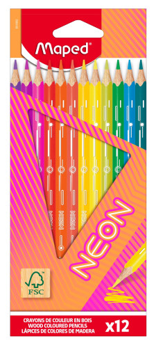Zīmuļkrāsas MAPED "Neon" 12 krāsas FSC
