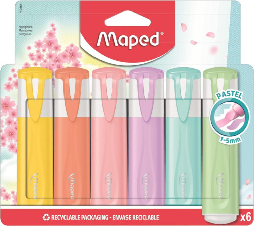 Teksta marķieri MAPED Pastel 6 krāsas