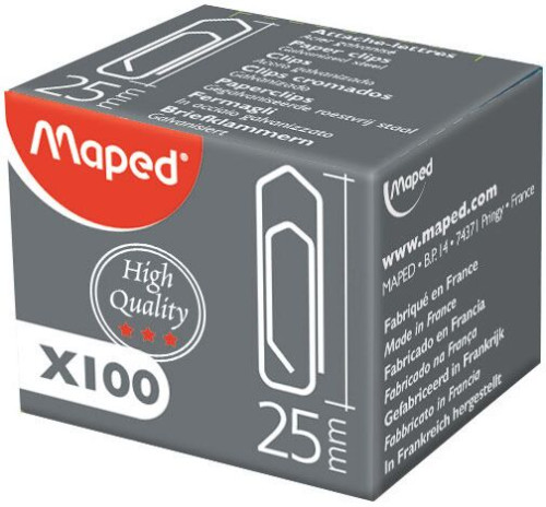 Saspraudes MAPED Extra strong 25mm 100gab. nickel, kartona kastītē