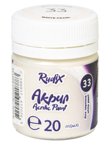 Akrila krāsa GAMMA 20ml, balta perlamutra  Nr.33