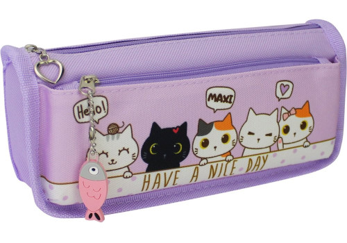 Penālis-maciņš ar 2 rāvējslēdzējiem Cool4School ''Hello!" violets 85351
