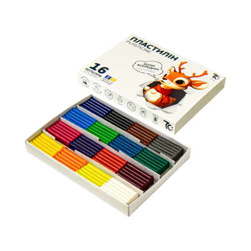 Plastilīns GAMMA 16 krāsas 128g, sērija 7C: