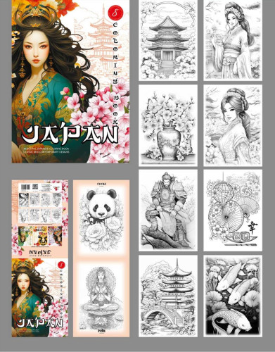 Krāsojamā grāmata FRESH 210*297mm, 8lp "Japan" (dizains 24142)
