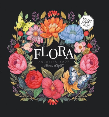 Krāsojamā grāmata FRESH 160*160mm, 24lp "Flora", melns fons (dizains 23382)