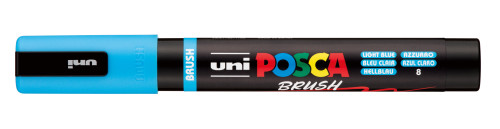 Marķieris ūdens bāzes UNI Posca PC-5BR brush shaped, gaiši zils (8)