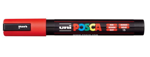 Marķieris ūdens bāzes UNI Posca PC-5M sarkans (15)