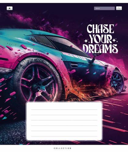 Burtnīca 18lp 170*203mm 60g/m2 = ''Chase your dreams'' 3510