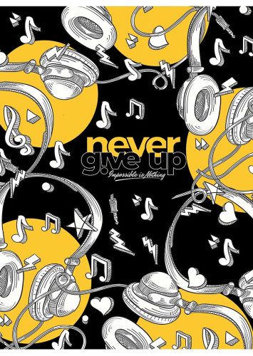 Klade mīksts vāks A5 80lp = glancēts lamināts ''Never give up'' 05221