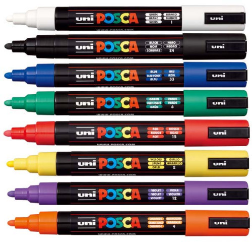 Marķieri ūdens bāzes UNI Posca PC-5M 8 krāsas PP, Standart LV Nr.2