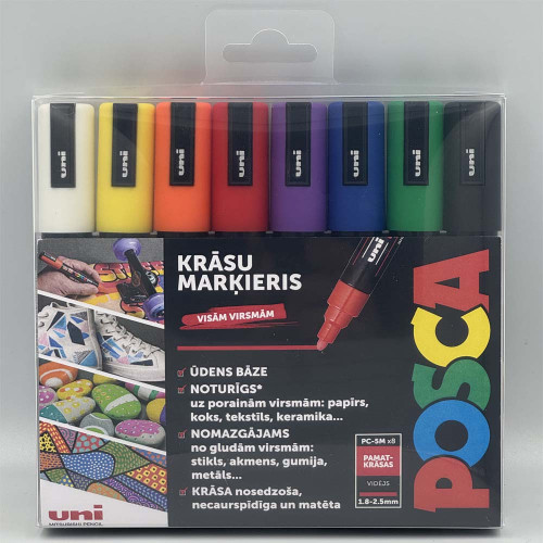 Marķieri ūdens bāzes UNI Posca PC-5M 8 krāsas PP, Standart LV Nr.2