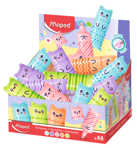 Teksta marķieru MAPED Mini "Kawai pastel" displejs 48gab.