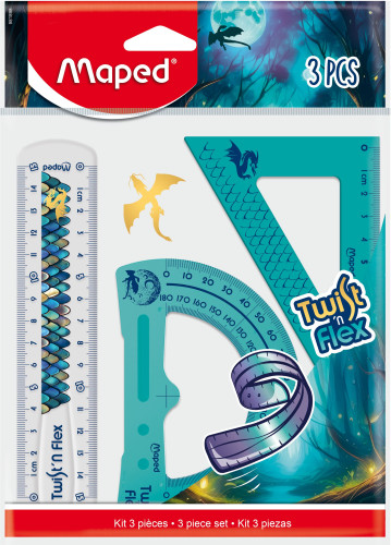 Lineālu komplekts MAPED Twist'nFlex "Dragon" 3 priekšmeti
