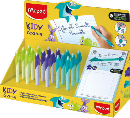 Pildspalvas dzēšamas MAPED Kidy learn Magic 18 gab.kartona displejā