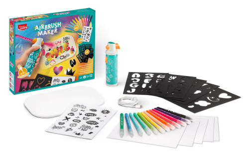 MAPED Creativ aerografs "Airbrush Makert" + 12 flomāsteri+ 5 trafareti +24 uzlīmes 5>12