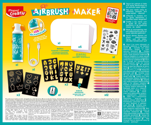 MAPED Creativ aerografs "Airbrush Makert" + 12 flomāsteri+ 5 trafareti +24 uzlīmes 5>12