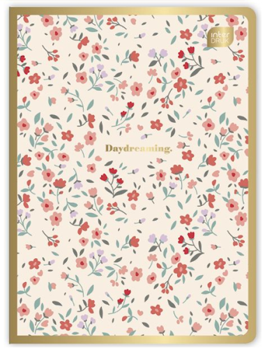 Klade INTERDRUK A5 70g/m2 60lp # mīksts vāks, Mettallic Floral