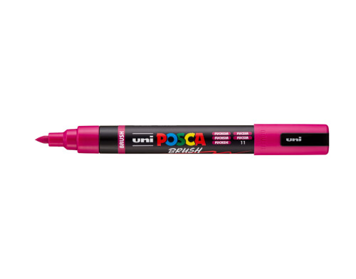 Marķieris ūdens bāzes UNI Posca PC-5BR brush shaped, fuksija (11)