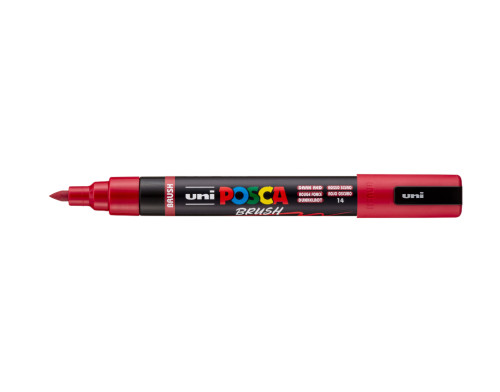 Marķieris ūdens bāzes UNI Posca PC-5BR brush shaped, tumši sarkans (14)